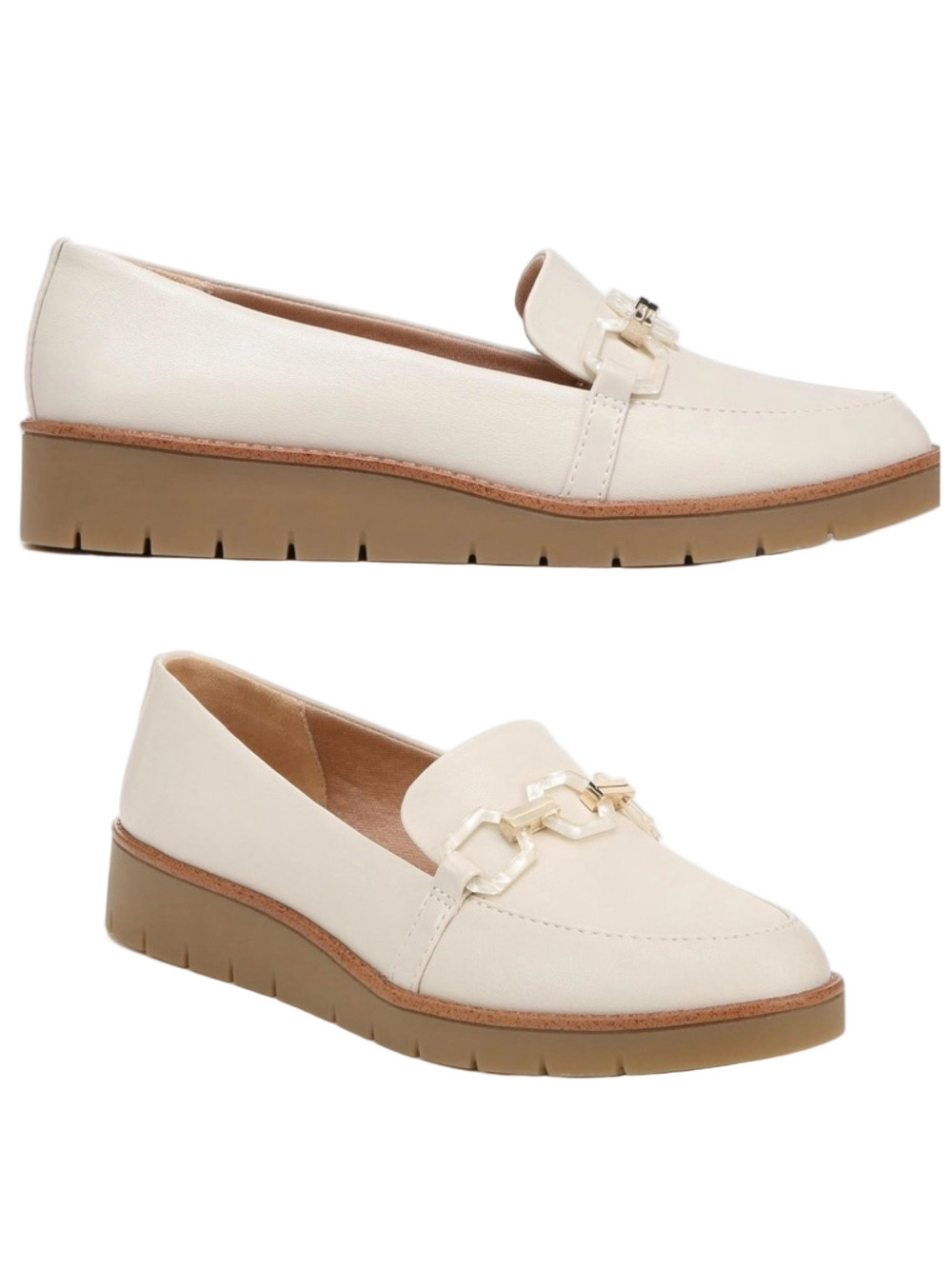 Life Stride optimist flat Bone Slip-On Loafer with Decorative Chain size 9W NEW